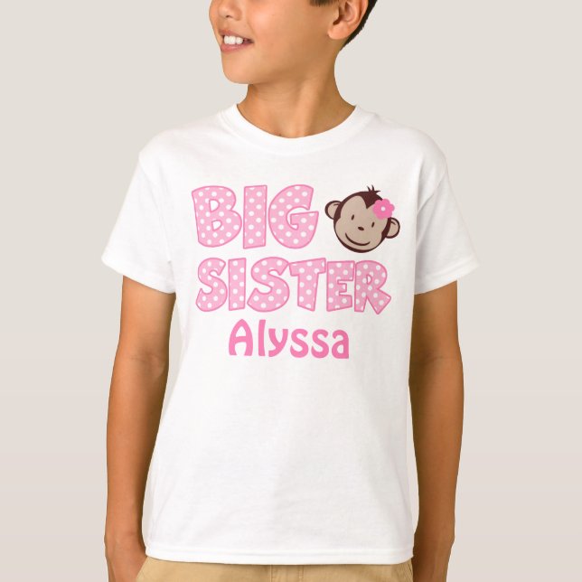 Große Schwester-Affe-personalisierter T - Shirt (Vorderseite)