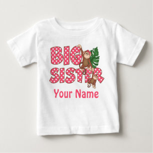 Große Schwester-Affe-Rosa-personalisiertes Shirt