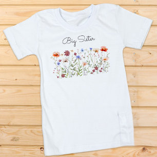 Große Schwester Aquarell Bunte Wildblumenwiese Kleinkind T-shirt