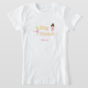 Große Schwester Ballerina Geschwister Personalisie T-Shirt