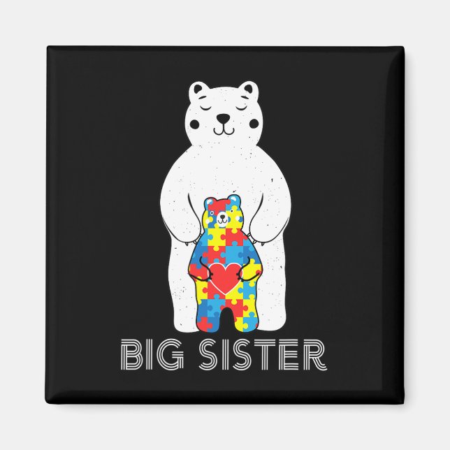 Große Schwester Bär Autismus-Bewusstsein Liebe Unt Magnet (Vorne)