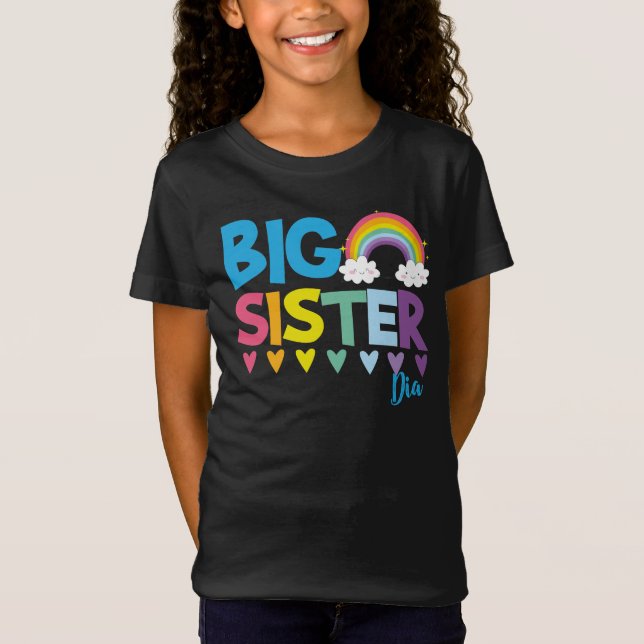 Große Schwester bezaubernd bunten Regenbogen und H T-Shirt (Vorderseite)