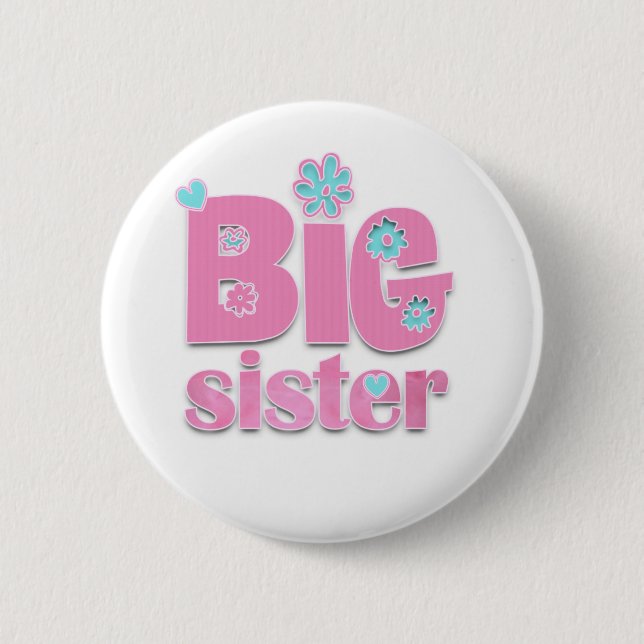 Große Schwester-Blume Button (Vorderseite)