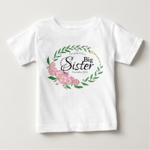 Große Schwester Blume Kranz Baby T-shirt