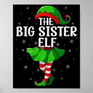Große Schwester-Elf-Weihnachten Mädchen Frauen Elf Poster