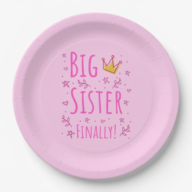 Große Schwester, endlich III Pappteller (Vorderseite)