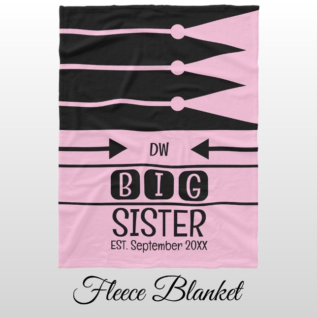 Große Schwester etablierte Datums-Initialen pink Fleecedecke (Von Creator hochgeladen)