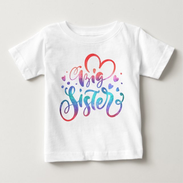 Große Schwester, Geschwister bunt Baby T-shirt (Vorderseite)