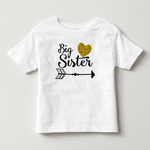 Große Schwester-Goldherz-Pfeil-Kleid Kleinkind T-shirt