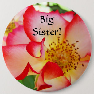 Große Schwester! großer Knopf Rosa Weiße Rote Rose Button