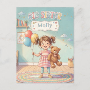 Große Schwester Illustration mit süßem Mädchen und Postkarte