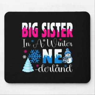 Große Schwester in einem Winter-Onederland-Geburts Mousepad