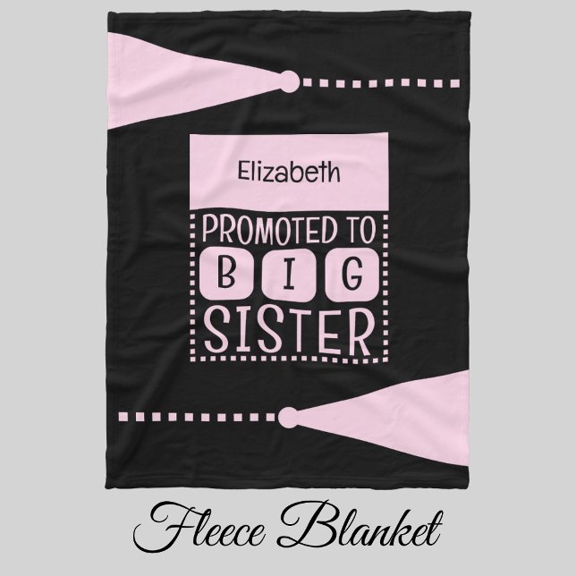 Große Schwester individuelle Name schwarz pink Fleecedecke (Von Creator hochgeladen)