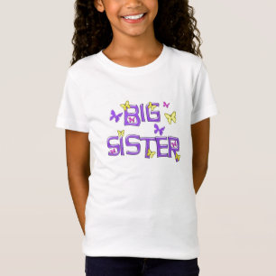 Große Schwester, lila, gelbe, rosa Schmetterlinge T-Shirt