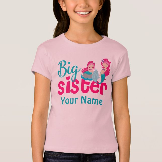 Große Schwester-Meerjungfrau-personalisiertes T-Shirt (Vorderseite)