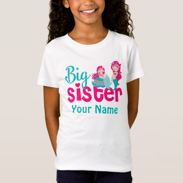Große Schwester-Meerjungfrau-personalisiertes T-Shirt (Vorderseite)