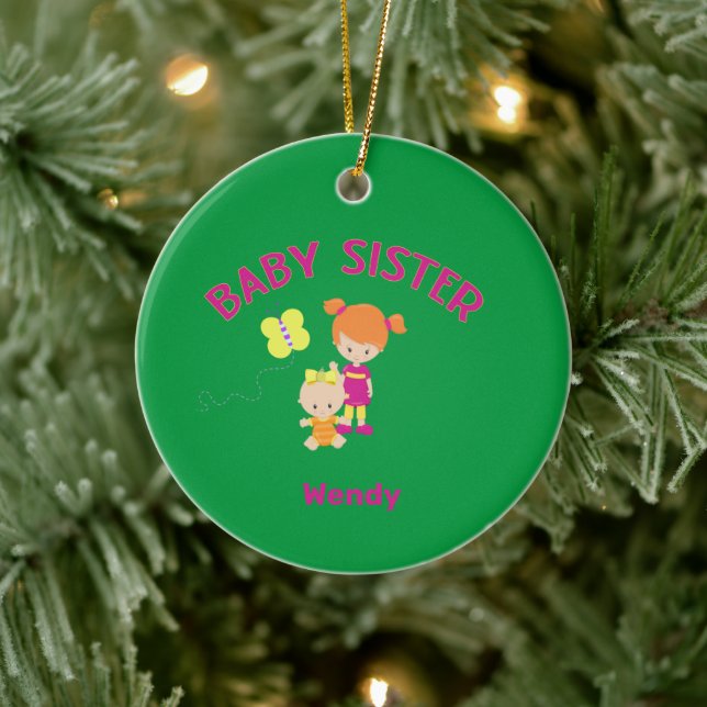 Große Schwester mit BabySchwester Jahr für Jahr Keramik Ornament (Baum)