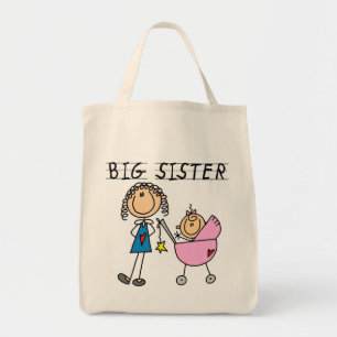 Große Schwester mit kleinen, finsteren T - Shirt u Tragetasche