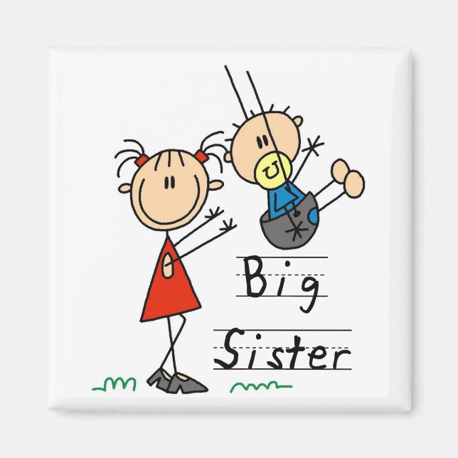 Große Schwester mit Little Brother Tshirts und Ges Magnet (Vorne)