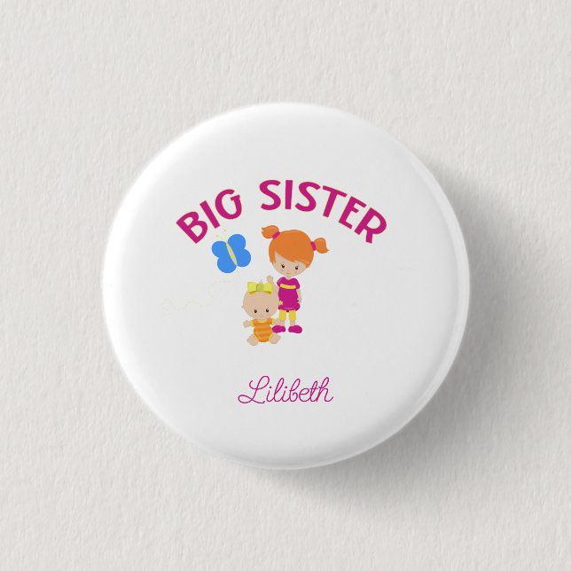 Große Schwester mit Personalisierter BabySchwester Button (Vorderseite)