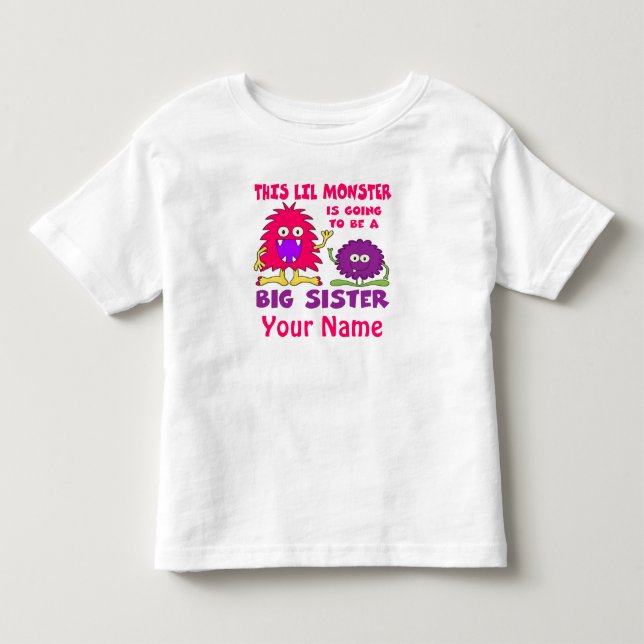 Große Schwester, Monster Personalisiertes Shirt (Vorderseite)