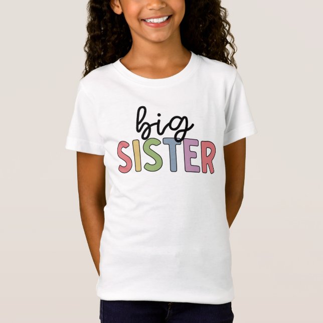 Große Schwester Niedlich zu Schwester befördert T-Shirt (Vorderseite)