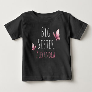 Große Schwester personalisierter Name Wasserfarben Baby T-shirt
