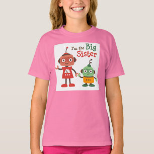 Große Schwester - Retro Roboterfamilien-T - Shirt