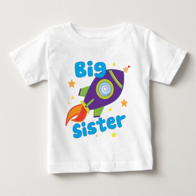 Große Schwester-Rocket-Schiff Baby T-shirt (Vorderseite)