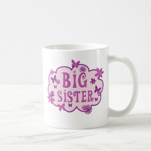 Große Schwester-Rosa-Blumen-Schmetterlings-Tasse Kaffeetasse