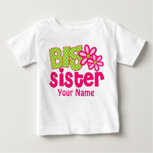 Große Schwester-Rosa-Grün-personalisiertes T-Shirt