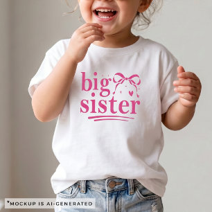 Große Schwester Rosa Schleife Passendes Geschwiste Kleinkind T-shirt