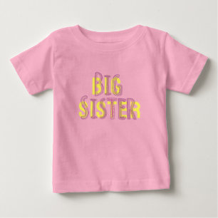 Große Schwester rosa Text mit Mustern Baby T-shirt