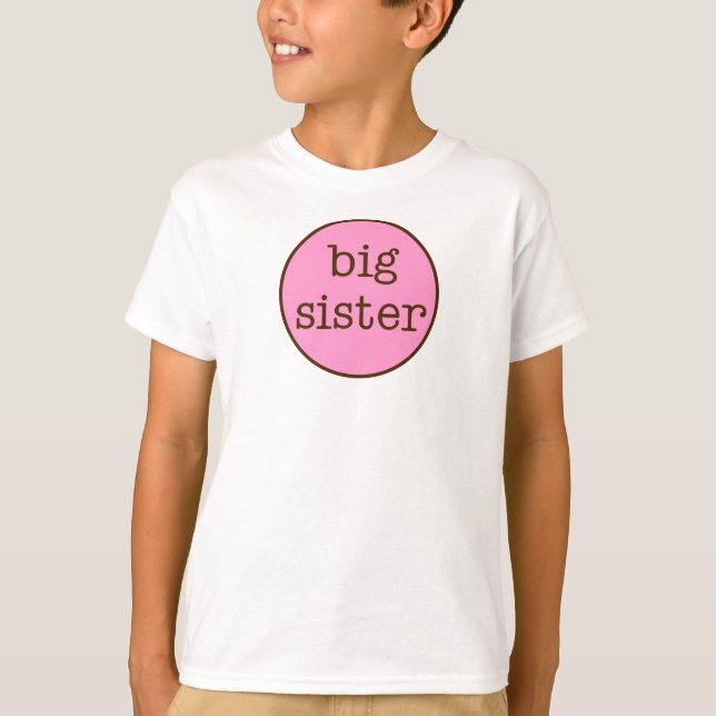Große Schwester-Rosa u. Brown T-Shirt (Vorderseite)