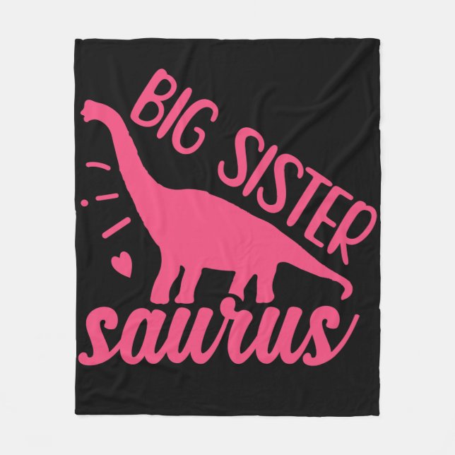 Große Schwester Saurus in Rosa Fleecedecke (Vorderseite)