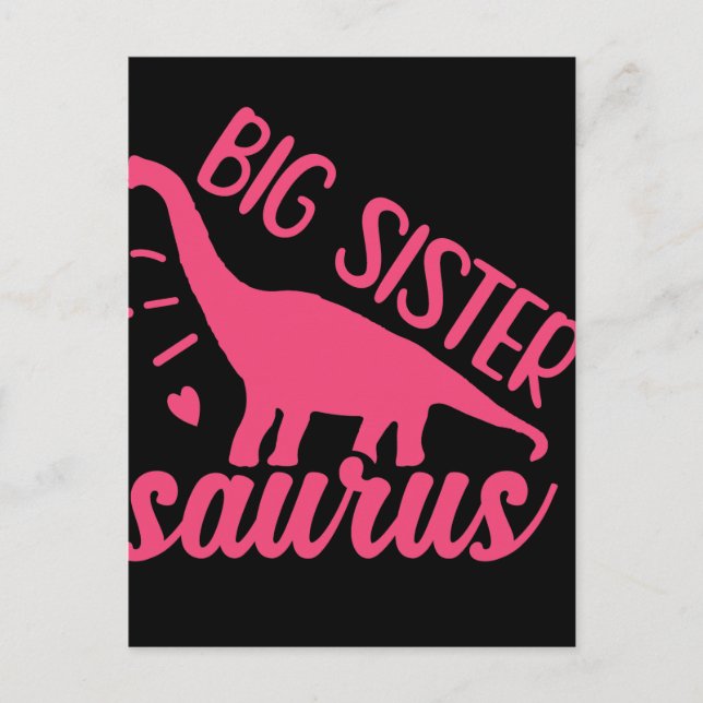 Große Schwester Saurus in Rosa Postkarte (Vorderseite)