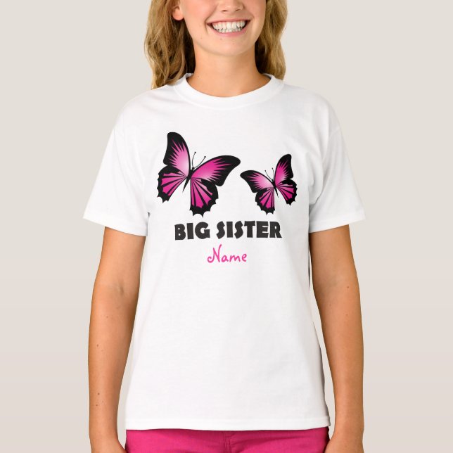 Große Schwester-Schmetterlings-T-Shirt T-Shirt (Vorderseite)