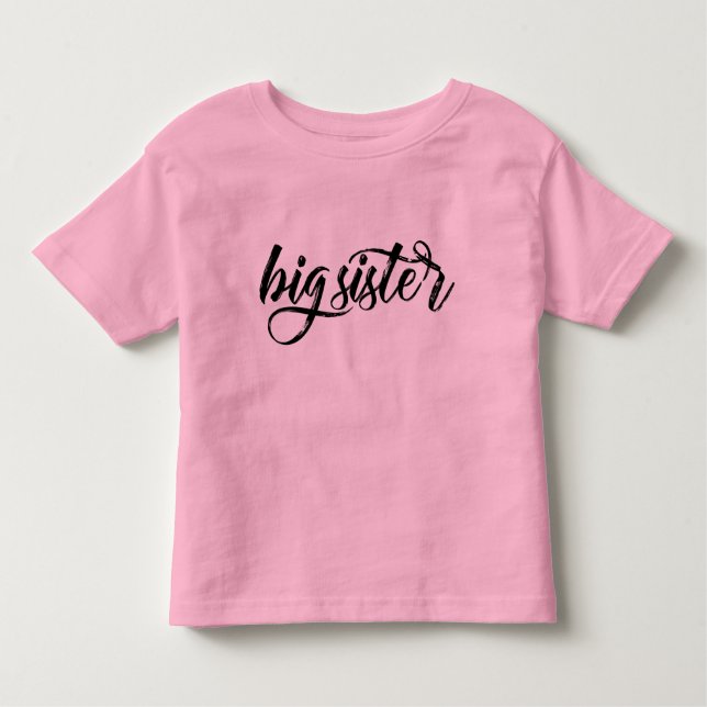 Große Schwester-Schwarzes gebürstete Beschriftung Kleinkind T-shirt (Vorderseite)