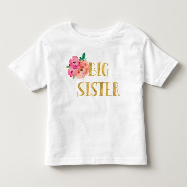 Große Schwester-Shirt-Goldmit blumenfolie Kleinkind T-shirt (Vorderseite)