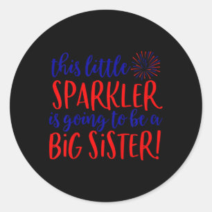 Große Schwester Sparkler 4. Juli Schwangerschaft B Runder Aufkleber