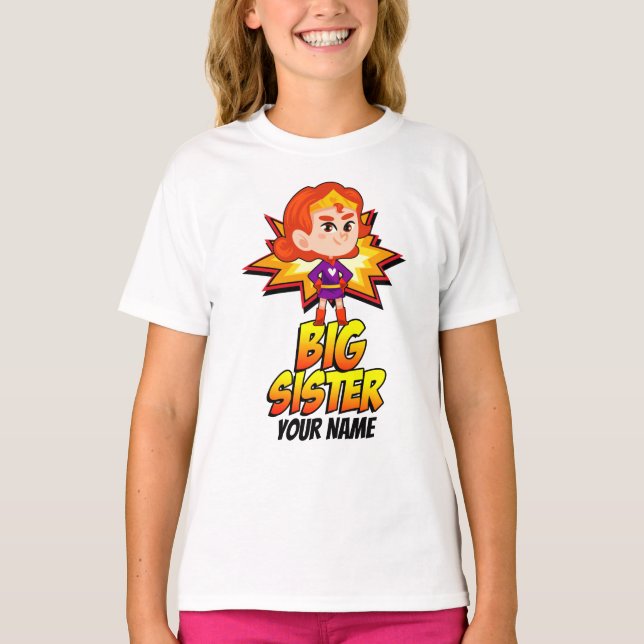 Große Schwester Superheld T-Shirt (Vorderseite)
