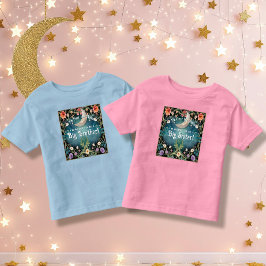 Große Schwester über dem Mond Rosa Blumenspülung Kleinkind T-shirt