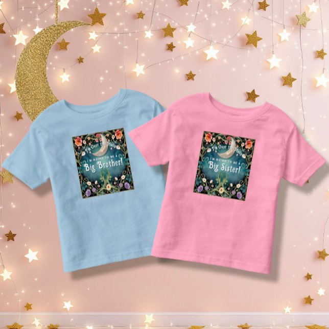 Große Schwester über dem Mond Rosa Blumenspülung Kleinkind T-shirt (Von Creator hochgeladen)