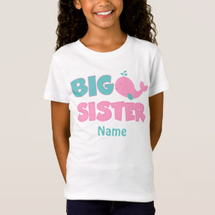 Große Schwester-Wal-personalisiertes rosa Shirt