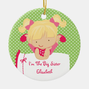 Große Schwester Weihnachtsschmuck Süßes blondes Mä