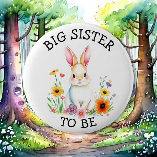 Große Schwester | Woodland Creatures Babydusche Button (Von Creator hochgeladen)
