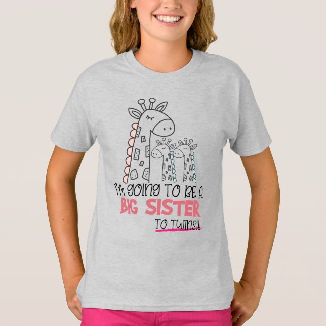 Große Schwester zu Zwillinge Giraffe Schwangerscha T-Shirt (Vorderseite)