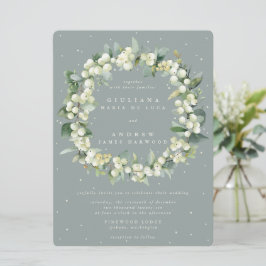 Große Seafoam Snowberry+Eucalyptus Wreath Wedding Einladung