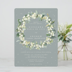 Große Seafoam Snowberry+Eucalyptus Wreath Wedding Einladung