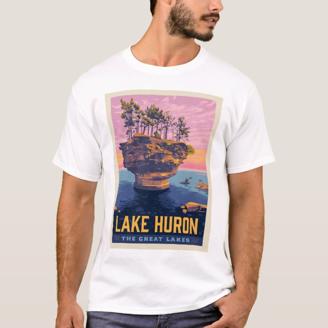 Große Seen | Huron Lake T-Shirt (Vorderseite)